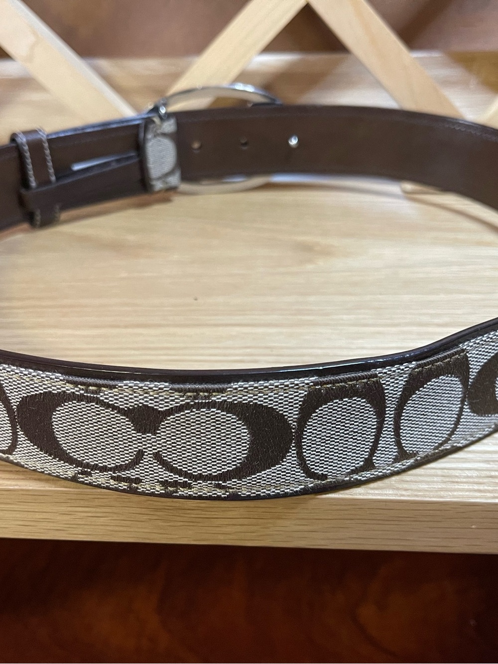 Authentic Coach Y2K Jacquard Canvas monogram logo Belt with Script Oval Buckle - Picture 11 of 11